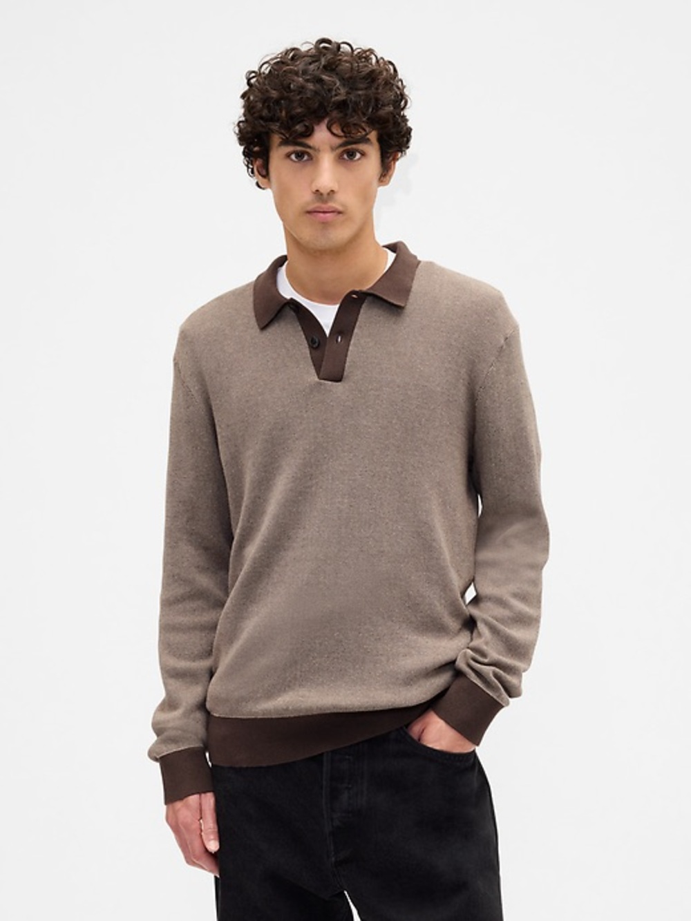GAP Relaxed Textured Polo Sweater Shirt